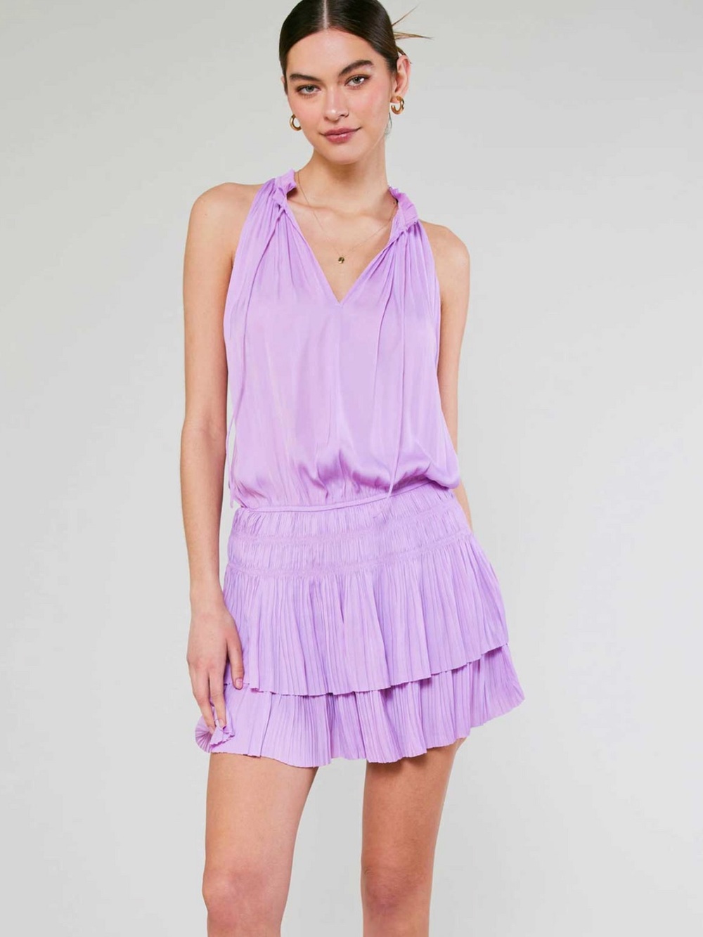 Current Air Lilac Sleeveless Pleated Dress Sz S 💜✨